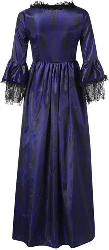 Vista 5 de cooki Disfraces de Halloween para mujer, vestido gótico, medieval, renacentista, vestido victoriano, vestido de novia de bruja gótica con hombros