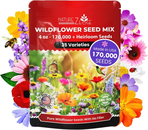 Vista 8 de NatureZ Edge Semillas de flores silvestres, 1/2 libra, 340,000 semillas, 35 variedades de semillas de flores perennes y anuales para plantar