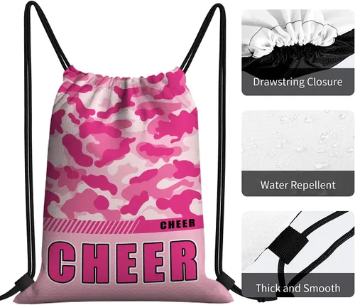 Vista 28 de Mochila con cordón impermeable para gimnasio, bolsas con cordón, bolsa de cuerda deportiva, mochila de camuflaje, Bolsas con cordón Cheer - Bolsas