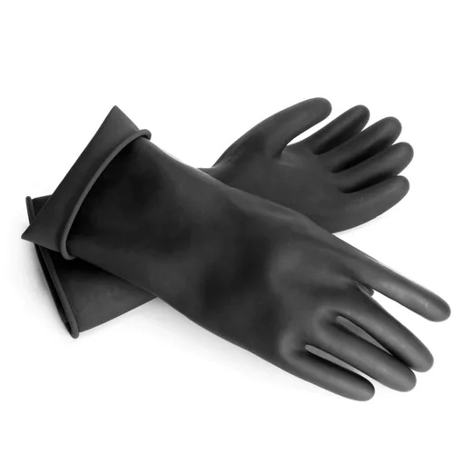 Vista 5 de Guantes Resistentes a Productos Químicos, 14" de Largo Negro Impermeables Resistentes a Álcali/Ácido/Aceite Reutilizables Guantes de Goma
