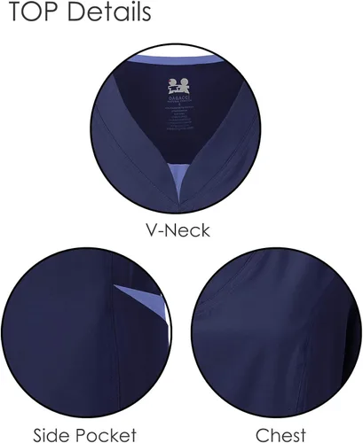 Vista 2 de Dagacci Medical Uniform Juego de exfoliantes para mujer red de contraste dividida elástica en 4 direcciones y bolsillo