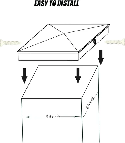 Vista 4 de Tapas blancas para postes de valla de 4 x 4 (3.5 pulgadas), paquete de 4 cubiertas de pirámide de aluminio con recubrimiento en polvo para vallas
