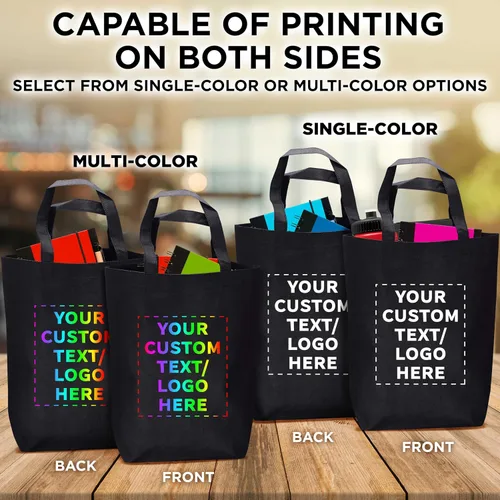 Vista 7 de DISCOUNT PROMOS Customizable Large Tote Bag, Set of 10/50/100 Heavy Duty & Reuseable Bulk Pack - Purple