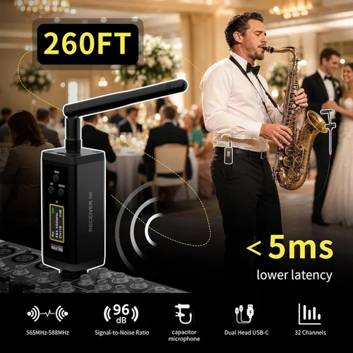 Vista 3 de Sistema de micrófono de saxofón inalámbrico para clarinete