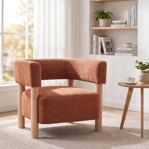 Vista 4 de Christopher Knight Home Carly - Silla decorativa de perfil bajo, silla tapizada de barril Boucle, cómoda silla de lectura para dormitorio, sofá