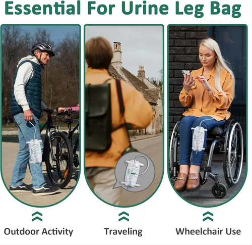 Vista 5 de Paquete de 5 bolsas para piernas de 16.9 fl oz con tubo de 18 pulgadas, portátil y portátil para actividades al aire libre, viajes y sobre