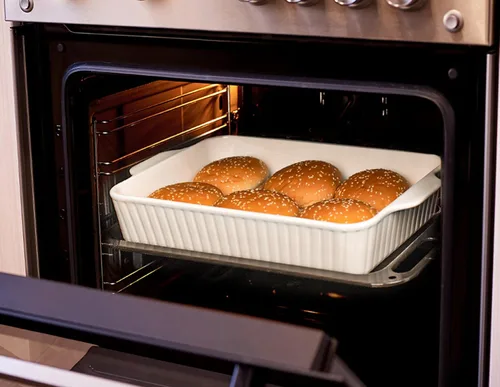 Vista 3 de Fuentes para Horno 9x13, Paquete de 2 Fuentes de Cerámica para Hornear Grandes y Profundas, 4.2 QT Juego de Fuentes con Asas, Utensilios Duraderos