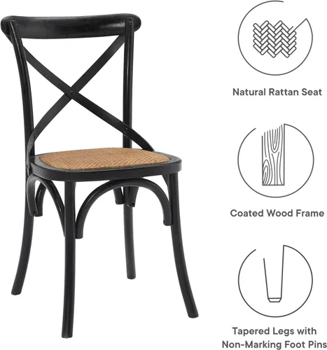 Vista 7 de Modway Gear - Silla de comedor de estilo rústico y moderno estilo granja, en madera de olmo y ratán, color negro