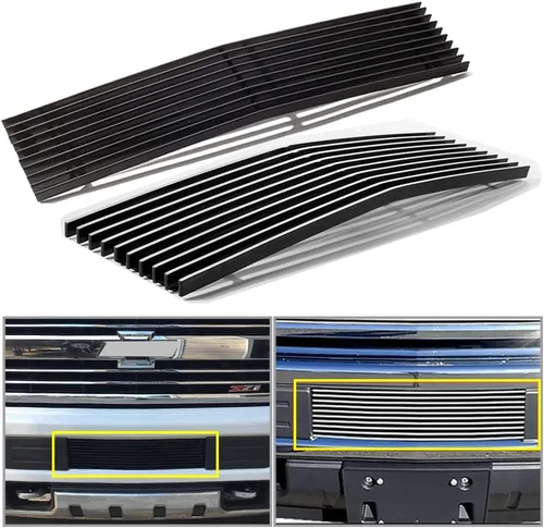 Vista 9 de Parrilla de parachoques inferior compatible con Chevy Silverado 3500HD 2500HD 2015 16 17 18 19 inserción de rejilla de aluminio sólido