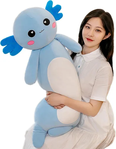 Vista 11 de Somao Almohada de Felpa Larga de Axolotl, Lindo Cuerpo de Animal de Peluche de Axolotl, Suave Peluche de Muñeca de Axolotl para Niñas y Niños