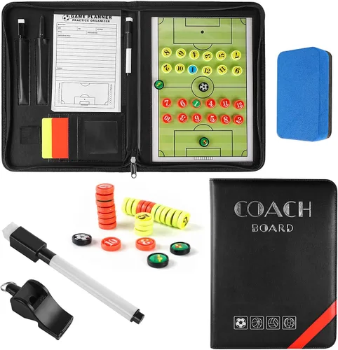 Vista 15 de Pure Vie Tabla magnética de tácticas de entrenamiento de fútbol, portapapeles de fútbol portátil para entrenadores de fútbol de borrado en seco