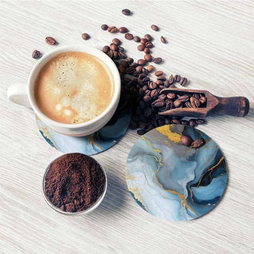 Vista 5 de Posavasos de tinta con alcohol y agua para mesa de café, zafiro y manchas azul marino, arte de mármol, regalos de inauguración de la casa