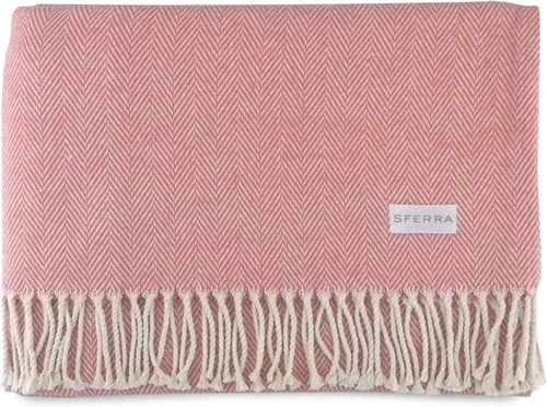 Vista 5 de Sferra Celine Herringbone, manta 100% algodón, color aguamarina