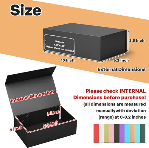 Vista 2 de RYDDOY Caja de Regalo Negra, 9.5x6x3'' Cajas de Regalo para Regalos con Tapas Cierre Magnético Rectangular Plegable para Caja de Propuesta