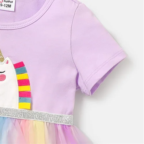 Vista 3 de PATPAT Infant Baby Girl Dresses Short Sleeve Tutu Dress Tulle Dress Flower Girl Party Birthday Princess Dresses