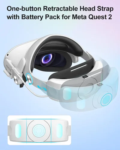 Vista 3 de Transnovo 5-in-1 Head Strap for Oculus Quest 2 6000mAh Battery head strap,5-in-1 VR Accessory Made for Meta Quest 2,include Facial Interface, Face