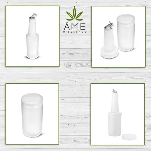 Vista 2 de AME D'ESSENCE (6-PCS-1 Qt) White Store N Pour - Contenedores para botellas con boquilla Flow-N-Stow para jugo de fruta y licor, botellas de 1 cuarto