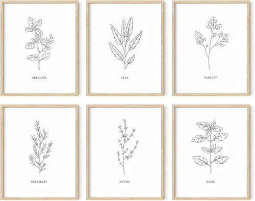 Vista 21 de HAUS AND HUES Pósteres florales y de plantas, juego de 6 impresiones botánicas, arte de pared de flores y plantas, decoración botánica