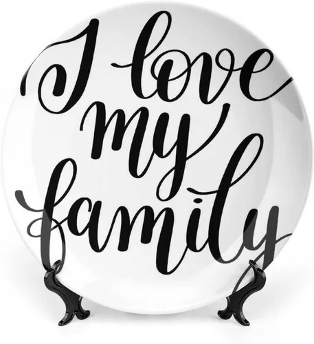 Vista 25 de Plato decorativo de cerámica de 6 pulgadas, cerámica familiar, Together We Make a Family Shaped as a House Print Ceramic Wall Hanging para cenas