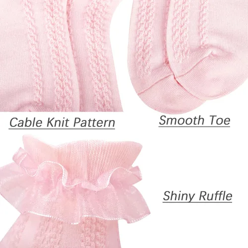 Vista 2 de Mini angel Calcetines de encaje con volantes para niñas, calcetines de vestir de princesa para niñas pequeñas, 36 pares