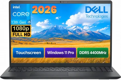 Vista 10 de Dell Portátil con pantalla táctil 15, Intel i5-1334U, 16GB DDR5 RAM, SSD