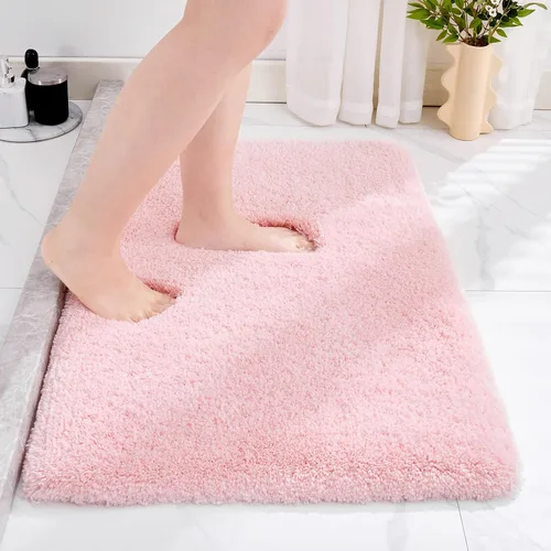 Vista 10 de Disolla - Alfombra antideslizante pequeña y esponjosa para el suelo del baño, lavable, afelpada, para ducha, absorbente, color beige, 17 x 24