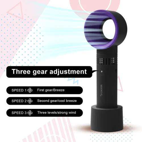 Vista 6 de Miniventilador portátil recargable por USB, sin aspas, para extensiones de pestañas, soplador de aire acondicionado para suministros esenciales