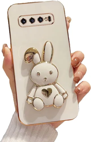 Vista 39 de Funda con soporte de conejo de corazón para Samsung Galaxy A10, cubierta protectora de TPU suave galvanizada a prueba de golpes con bonito soporte