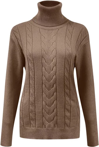 Vista 4 de Suéter de cuello alto falso para mujer, manga larga abombada, dobladillo derramado, moda de otoño, talla grande, suéter tipo túnica