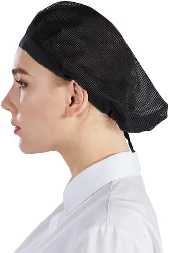 Vista 2 de Nanxson 3 gorras de chef CF9060 para servicio de alimentos, redes para el cabello, gorra de malla para cocinar