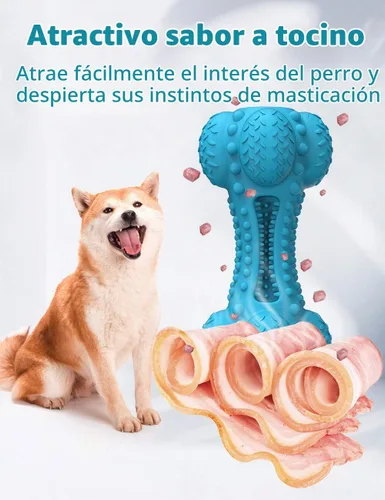Vista 7 de SCHITEC - Juguete masticable para perros con sonido, hueso de goma natural resistente y duradero con cepillo de dientes, indestructible