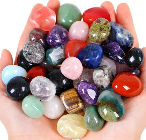 Vista 18 de QINJIEJIE Cristales de amatista (más de 1000 quilates), piedras pulidas a granel, cristal grande, decoración curativa de Reiki, 0.6-1 pulgada, 7.05