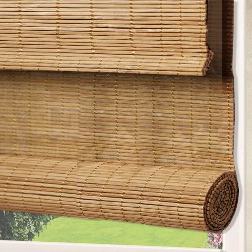 Vista 15 de Persianas de madera para ventana, persianas enrollables opacas con forro de bambú, fácil instalación para el hogar y el jardín, patrón 1