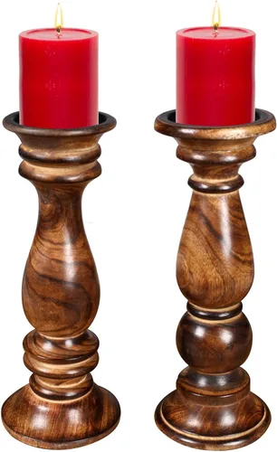 Vista 10 de pilares decorativos de madera para velas