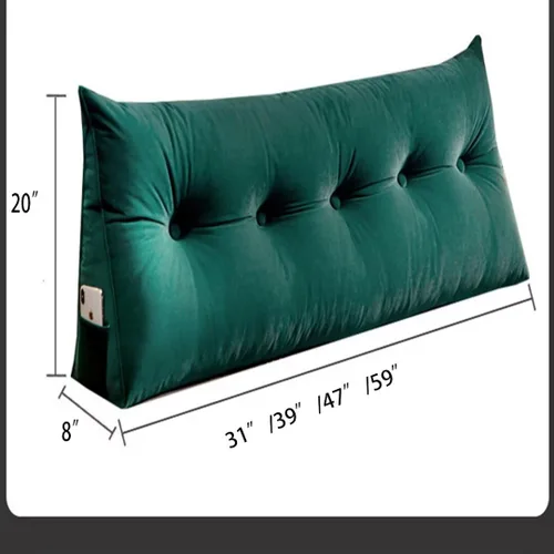 Vista 5 de Almohada triangular grande para cabecero beige con cuña para cama, almohada de lectura, respaldo de posicionamiento, cojín con funda extraíble