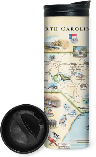 Vista 7 de Xplorer Maps 1000 Islands Map - Vaso de viaje de 16 onzas con tapa resistente a derrames, vaso de café aislado al vacío de acero inoxidable