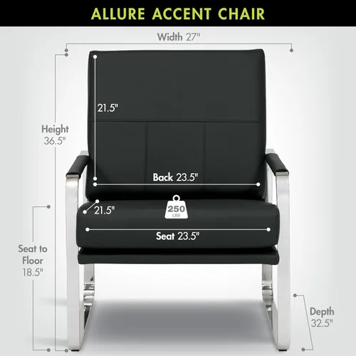Vista 2 de Studio Designs Allure - Silla moderna con brazo decorativo con cojín de asiento grueso de 5 pulgadas y reposabrazos para el hogar u oficina, 27