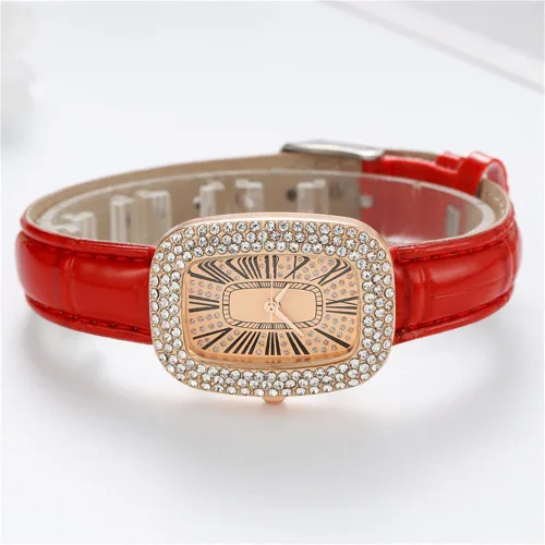 Vista 6 de CdyBox Popular reloj de diamante PU pulsera de cuero mujeres moda cuarzo reloj 4 paquete