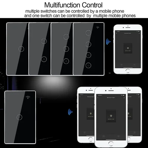 Vista 7 de Smart-Life - Interruptor de luz táctil inteligente de pared, panel de vidrio, control remoto inalámbrico por aplicación Smart-Life en cualquier