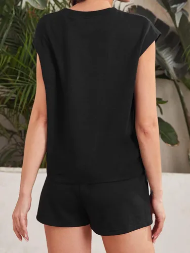 Vista 2 de Verdusa Conjunto de 2 piezas para mujer con manga casquillo y pantalón corto