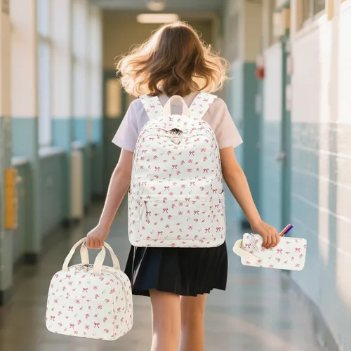 Vista 6 de Bluboon - Mochila escolar para niñas y mujeres para uso diario y de estilo informal, para portátil de 15 pulgadas, con bolsa para almuerzo y bolsa