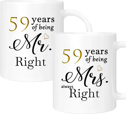 Vista 34 de Juego de 2 tazas de café para el 10º aniversario, regalos de boda para parejas, padres, hombres, mujeres, marido, esposa, él, ella, caja de regalo