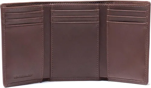 Vista 5 de Leatherology Trifold de caoba premium con cartera para tarjetas, amplio almacenamiento, funda extraíble para tarjetas, doble compartimento