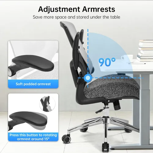 Vista 5 de Silla de oficina resistente, 400 libras, silla de escritorio ergonómica con cojín de espuma de modelado 3D ancho y suave, silla de escritorio