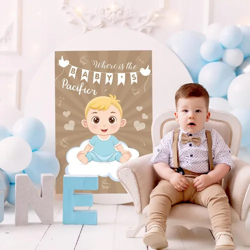 Vista 9 de Hxezoc Pin de juego para baby shower, con 72 calcomanías para chupete, póster grande de juegos de fiesta de bebé para niños, baby shower