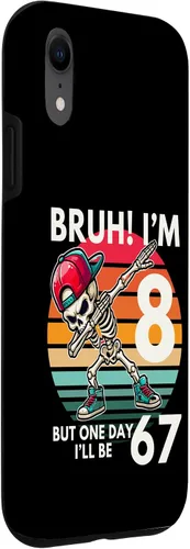Vista 3 de Bruh I'm 8 But One-Day I'll Be 67 Retro 8th Birthday Kids Case for iPhone XR