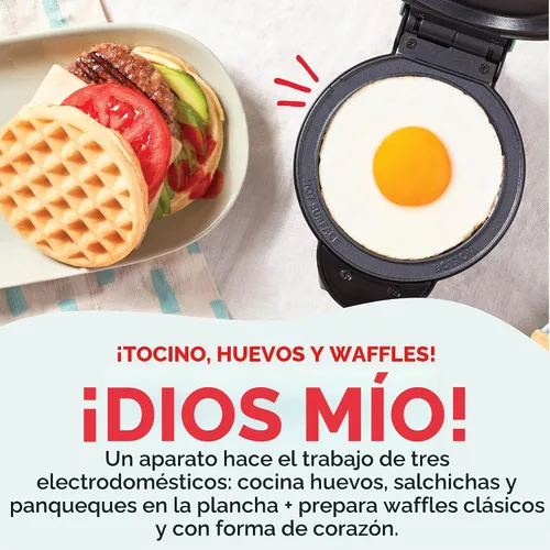 Vista 4 de DASH Multimaker Mini System - Máquina para hacer gofres con cinco platos extraíbles de 4 pulgadas: plancha y plancha, mini waflera 3 en 1 para niños