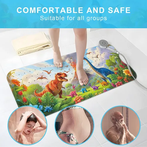 Vista 7 de Tapete de Baño para Bebé Mejorado con Dibujos Animados Antideslizante - 40"x16" Extra Largo Tapete de Bañera para Bebé Ecológico Duradero Tapete