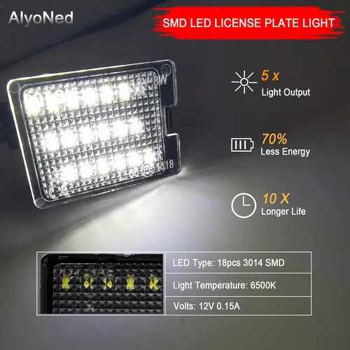 Vista 2 de AlyoNed - Luz LED para Placa de Matrícula, Compatible con Dodge Durango 2014-2022, Camioneta, Lente Transparente, 6500K Blanco