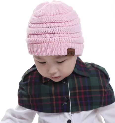 Vista 5 de Gorros de punto cálidos de invierno para niños y niñas, gorros suaves para bebés y niñas